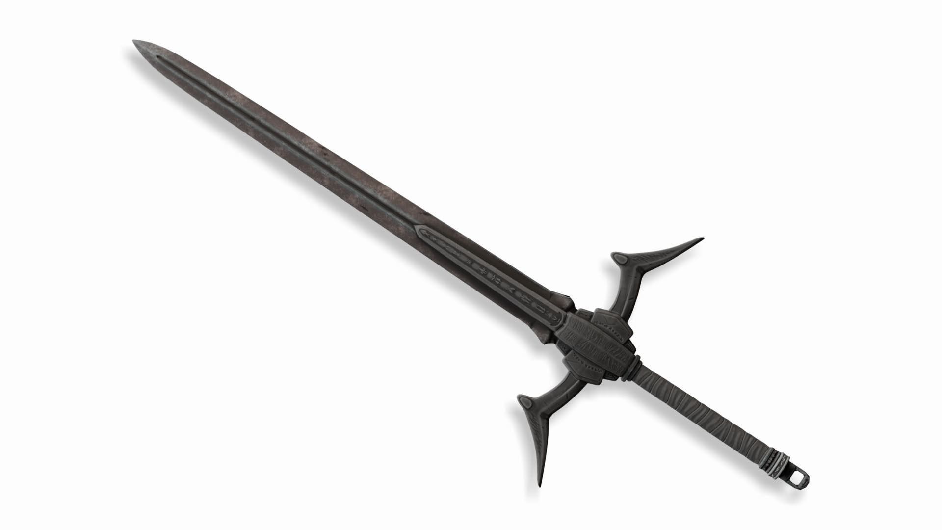 Black Sword Low-poly 3D model_2