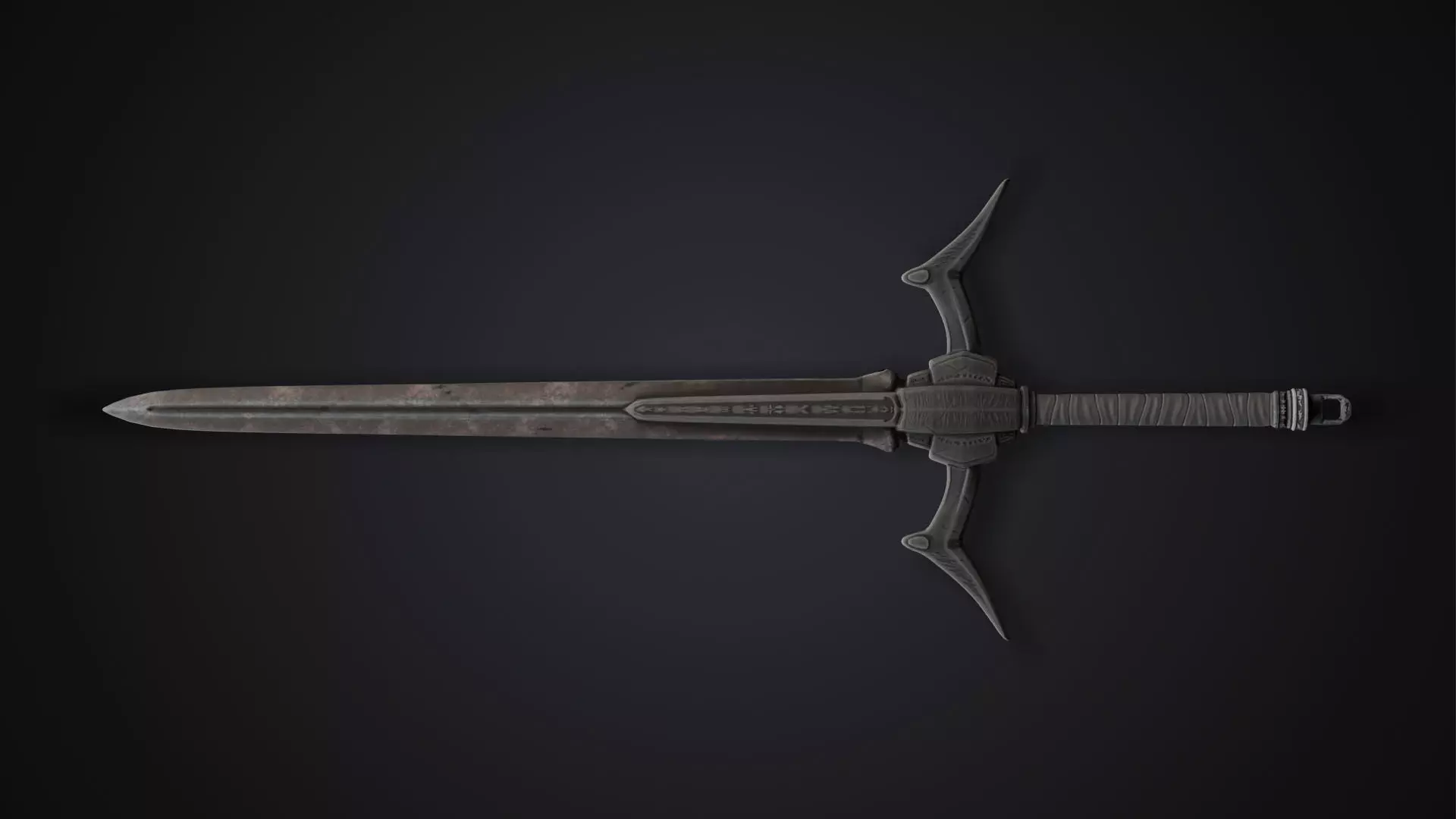 Black Sword Low-poly 3D model_0
