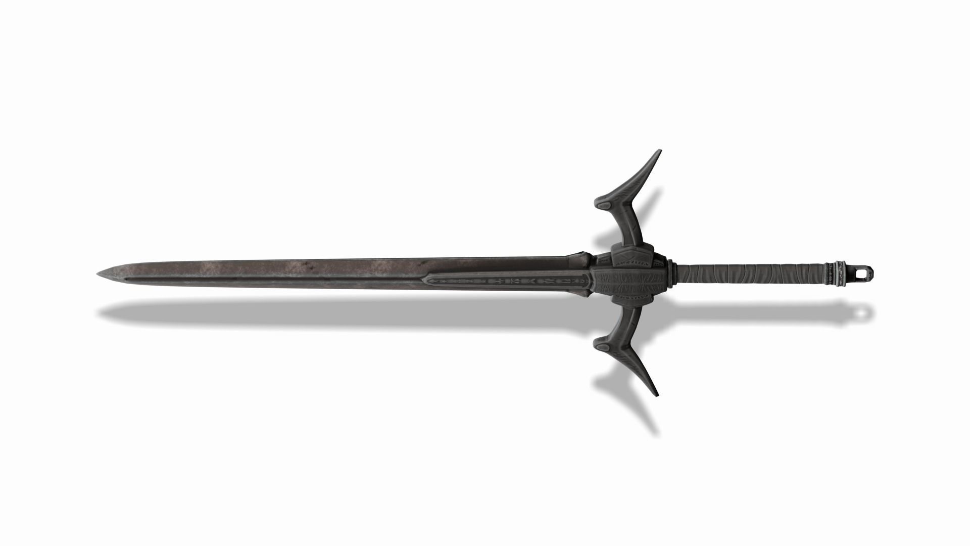 Black Sword Low-poly 3D model_4