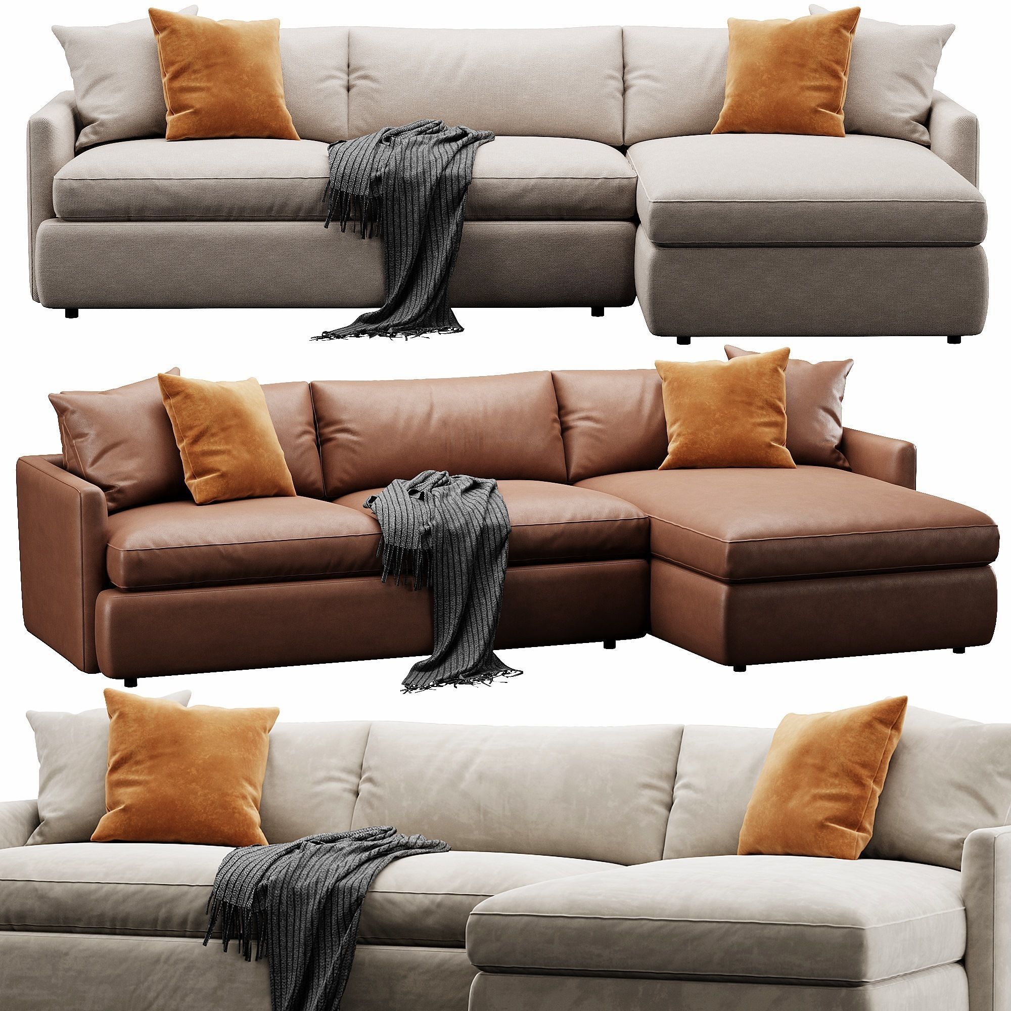 Crate and Barrel Lounge sofa 3D model_16