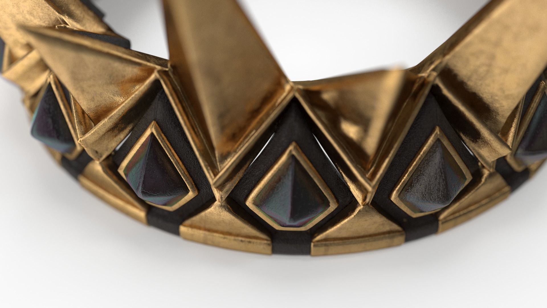 medeival spiked Crown with dark gems 3D model_3