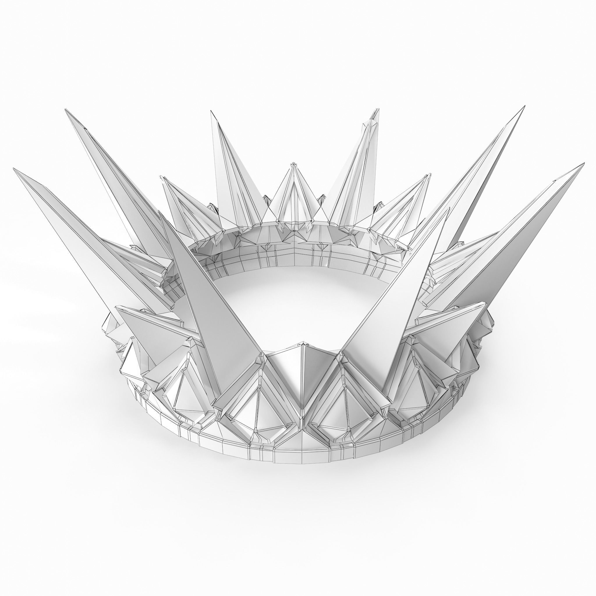 medeival spiked Crown with dark gems 3D model_5