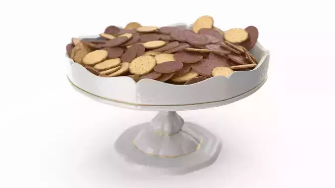 Fancy Porcelain Bowl With Chocolate Covered Crackers