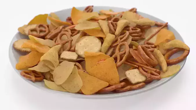 Plate With Mixed Salty Snacks