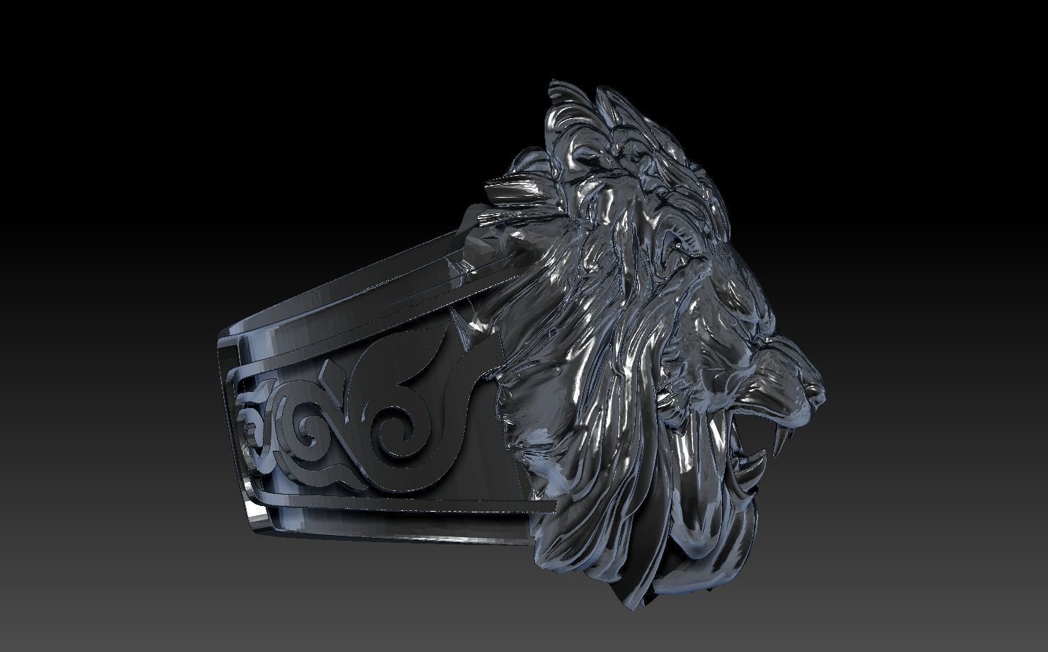  lion head ring 3D model_2