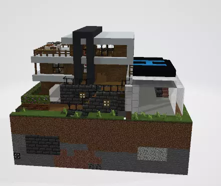Minecraft modan house 3D model_0