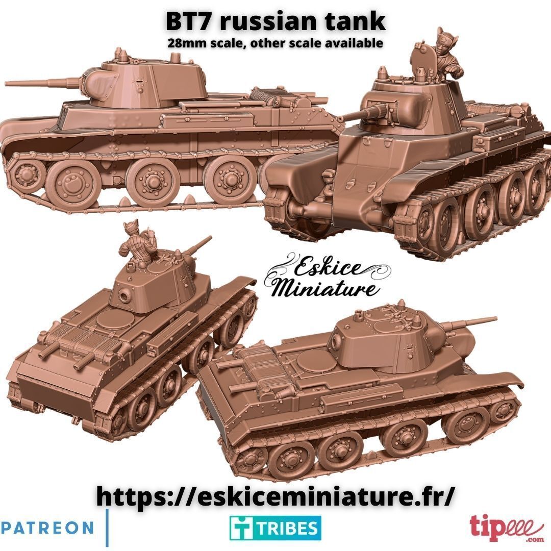 BT7 Russian tank - 28mm 3D print model_3