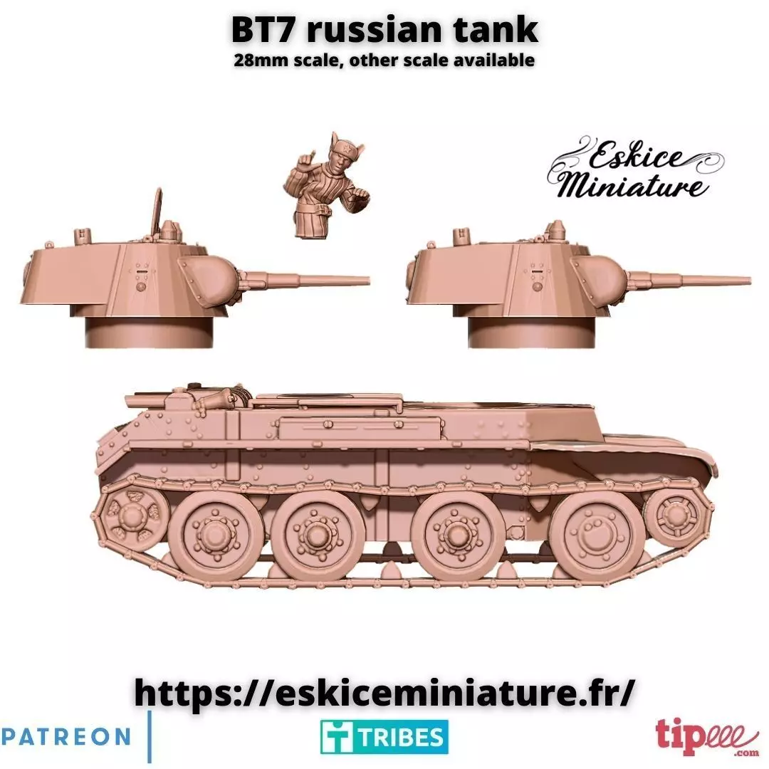 BT7 Russian tank - 28mm 3D print model_0