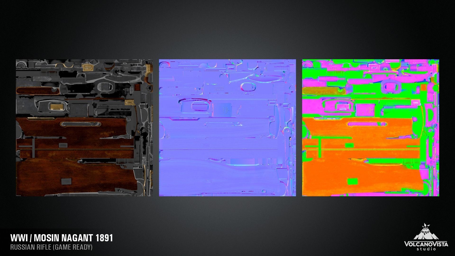 PBR Mosin Nagant rifle 1891 Low-poly 3D model_14