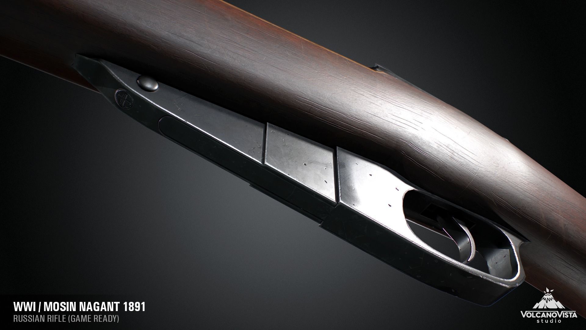 PBR Mosin Nagant rifle 1891 Low-poly 3D model_11