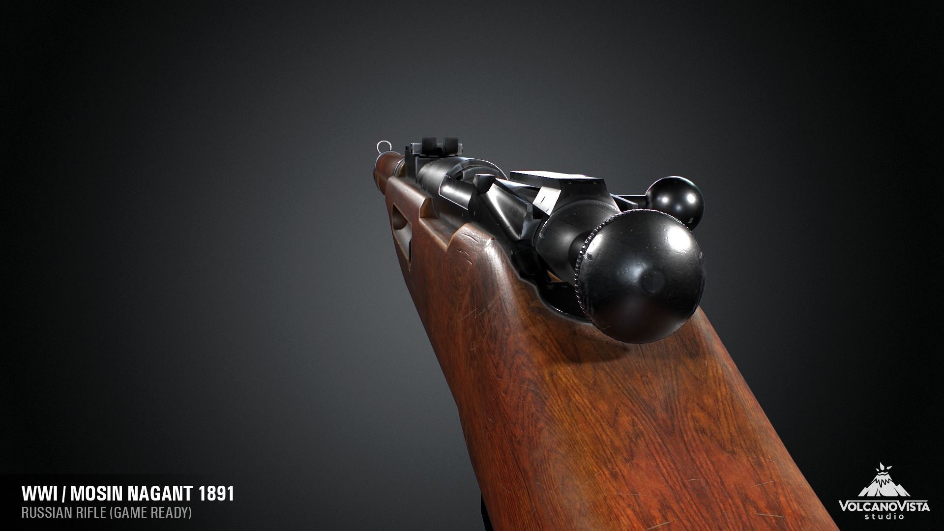 PBR Mosin Nagant rifle 1891 Low-poly 3D model_8