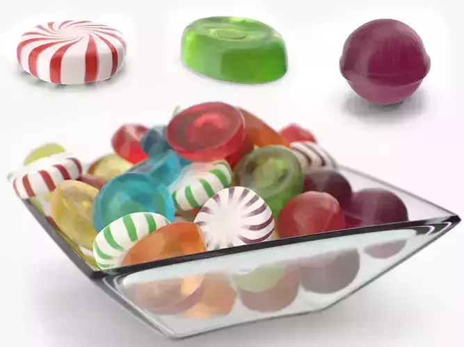 Square Bowl with Mixed Hard Candy