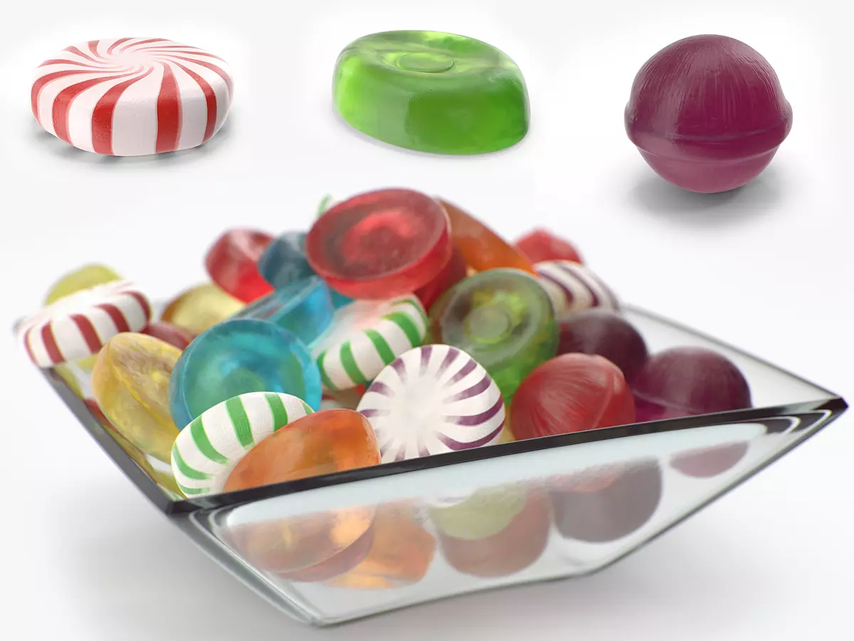 Square Bowl with Mixed Hard Candy 3D model