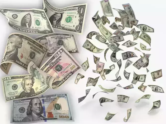 US Dollar banknote bills 3D model