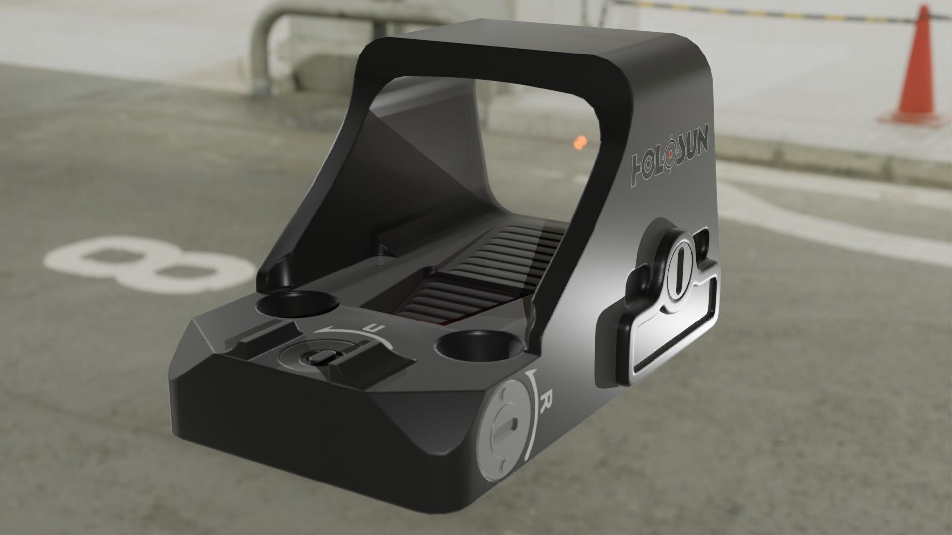 Holosun HS407K X2 Red Dot Reflex Sight Low-poly 3D model_1