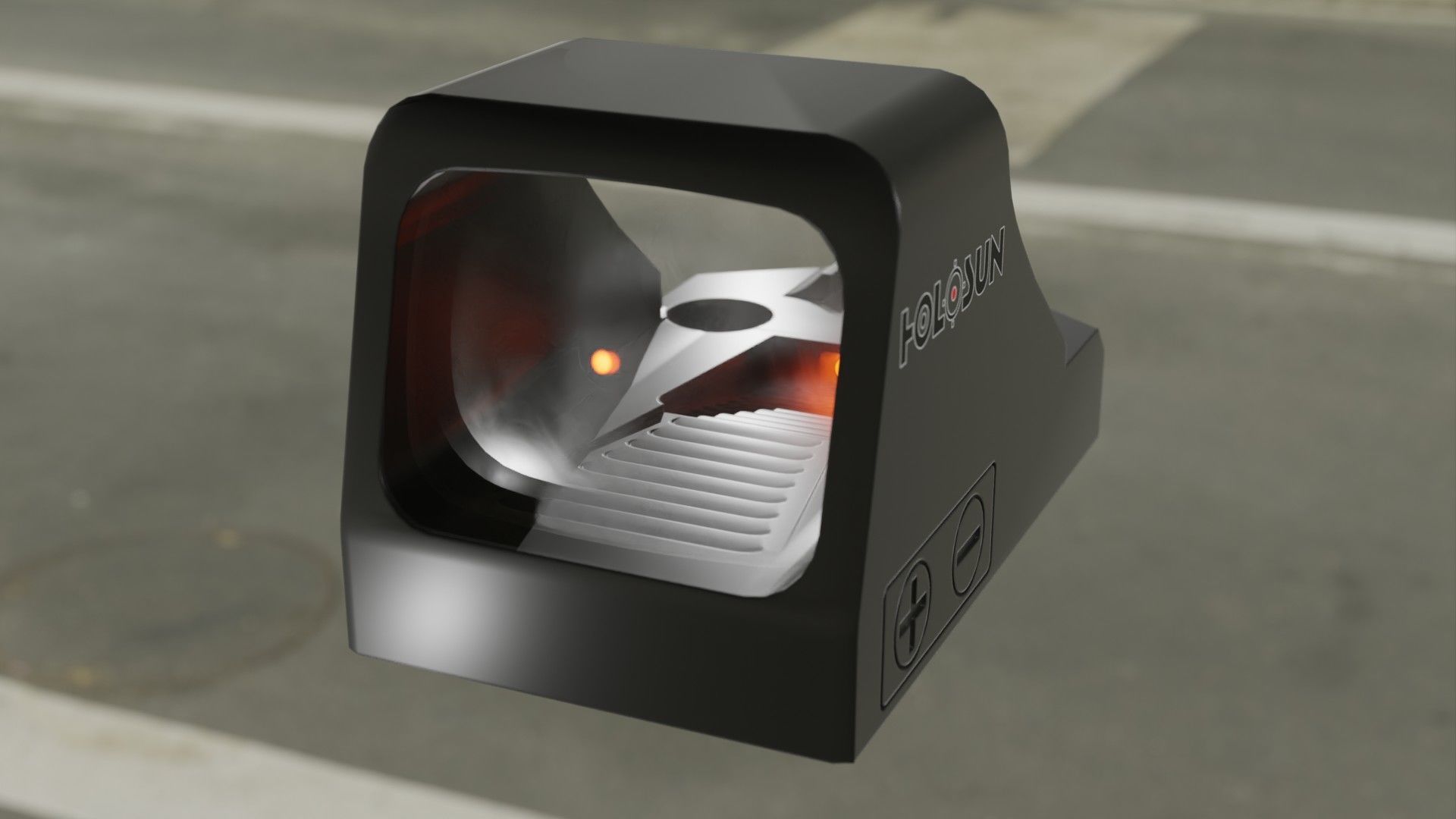 Holosun HS407K X2 Red Dot Reflex Sight Low-poly 3D model_2