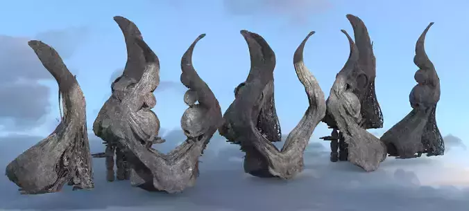 Alien meteor Scull walls 6 designs 3D model