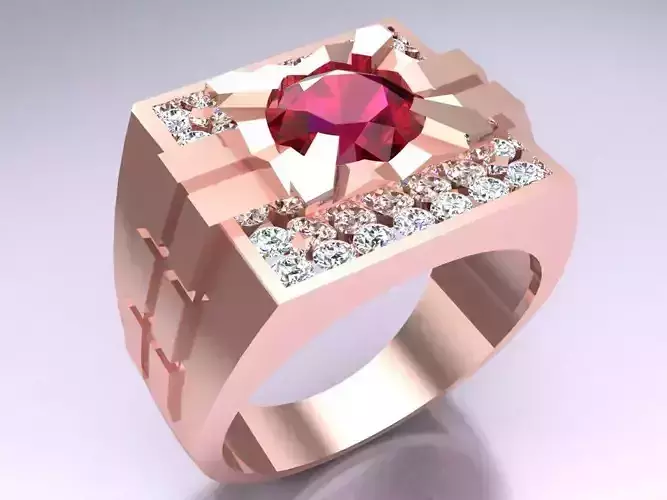 Diamond Ring - Mens Rings - N230230 3D print model