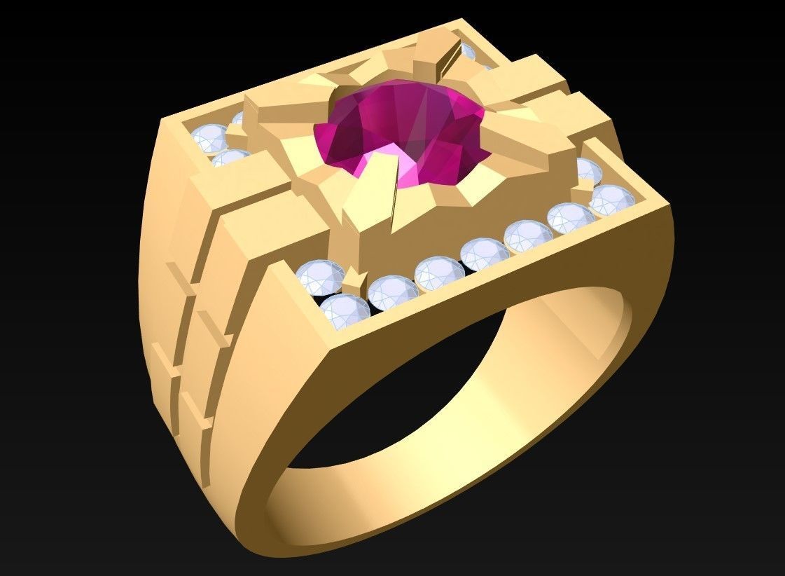 Diamond Ring - Mens Rings - N230230 3D print model_2