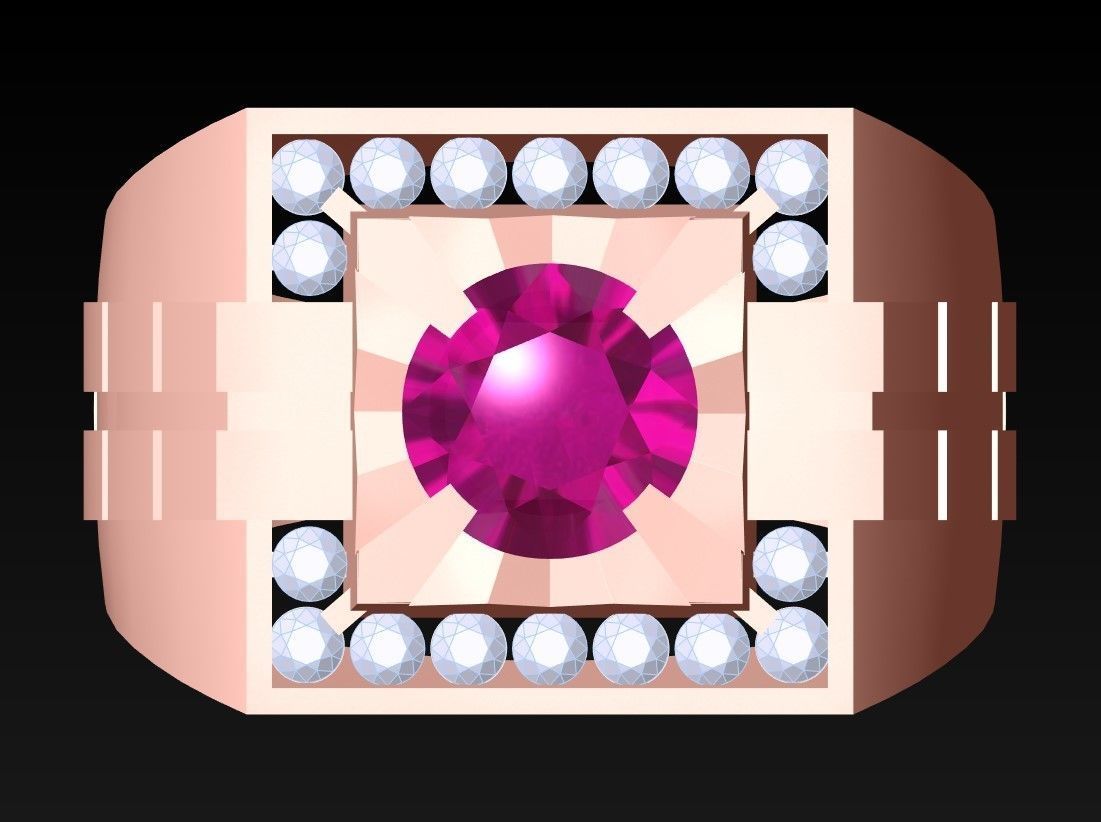 Diamond Ring - Mens Rings - N230230 3D print model_4