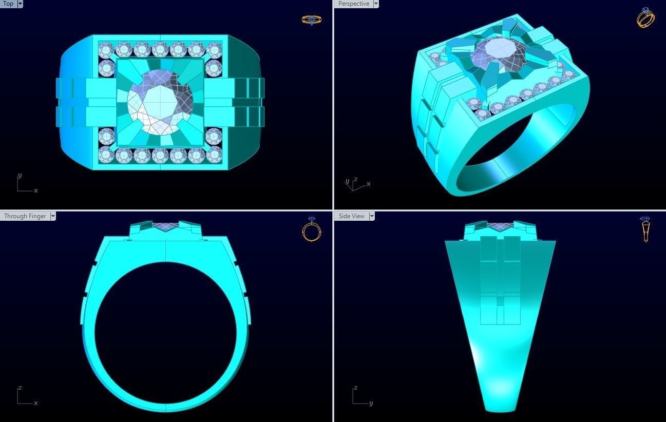 Diamond Ring - Mens Rings - N230230 3D print model_10