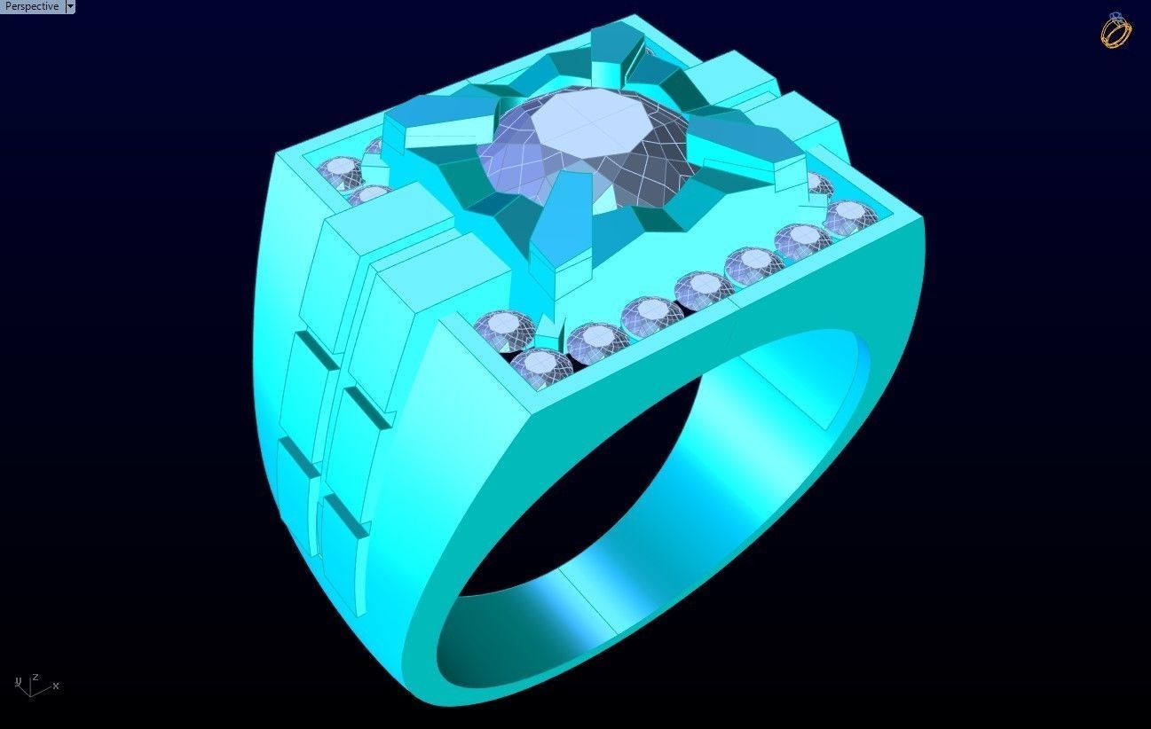 Diamond Ring - Mens Rings - N230230 3D print model_9