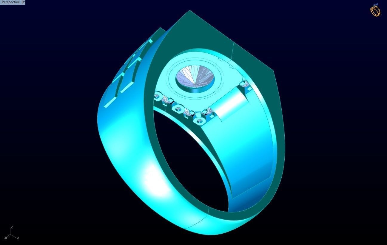 Diamond Ring - Mens Rings - N230230 3D print model_8