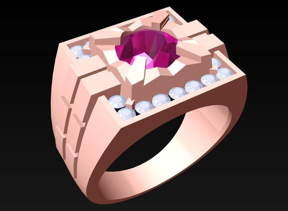Diamond Ring - Mens Rings - N230230 3D print model_1