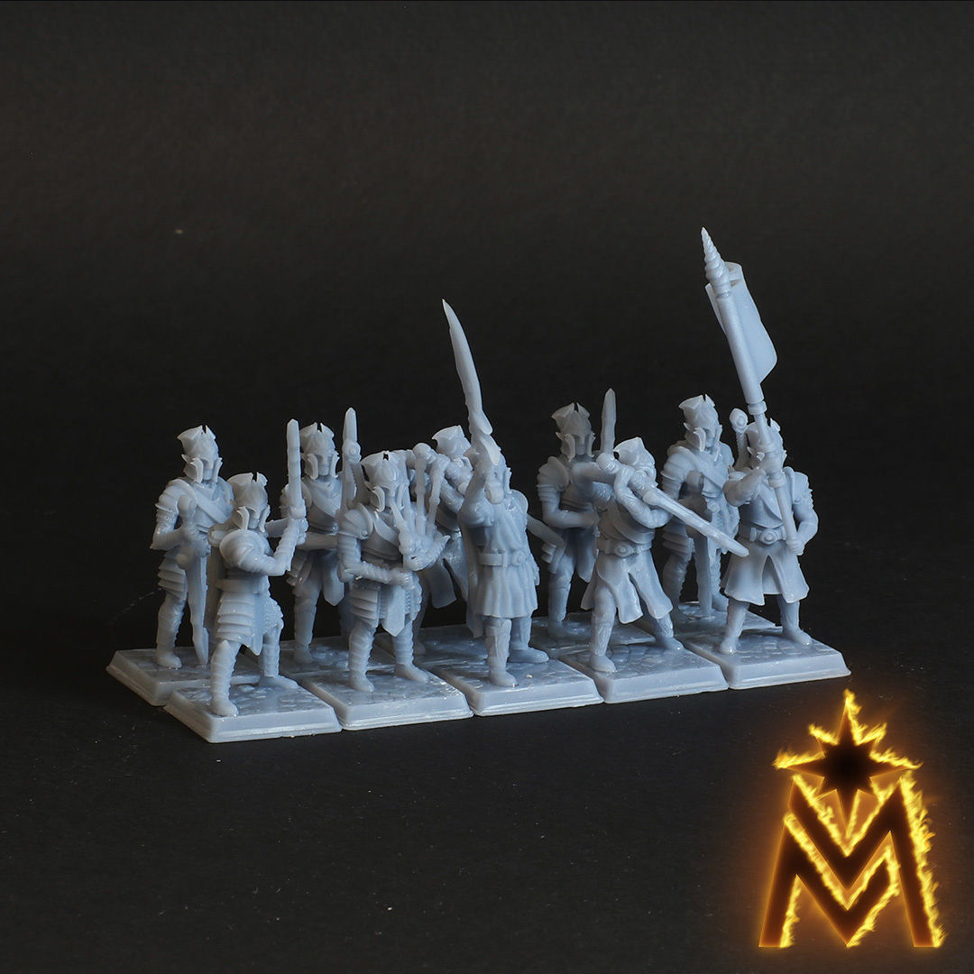High Elf Swordsmen Unit - 32mm Scale Presupported Miniatures 3D print model_3
