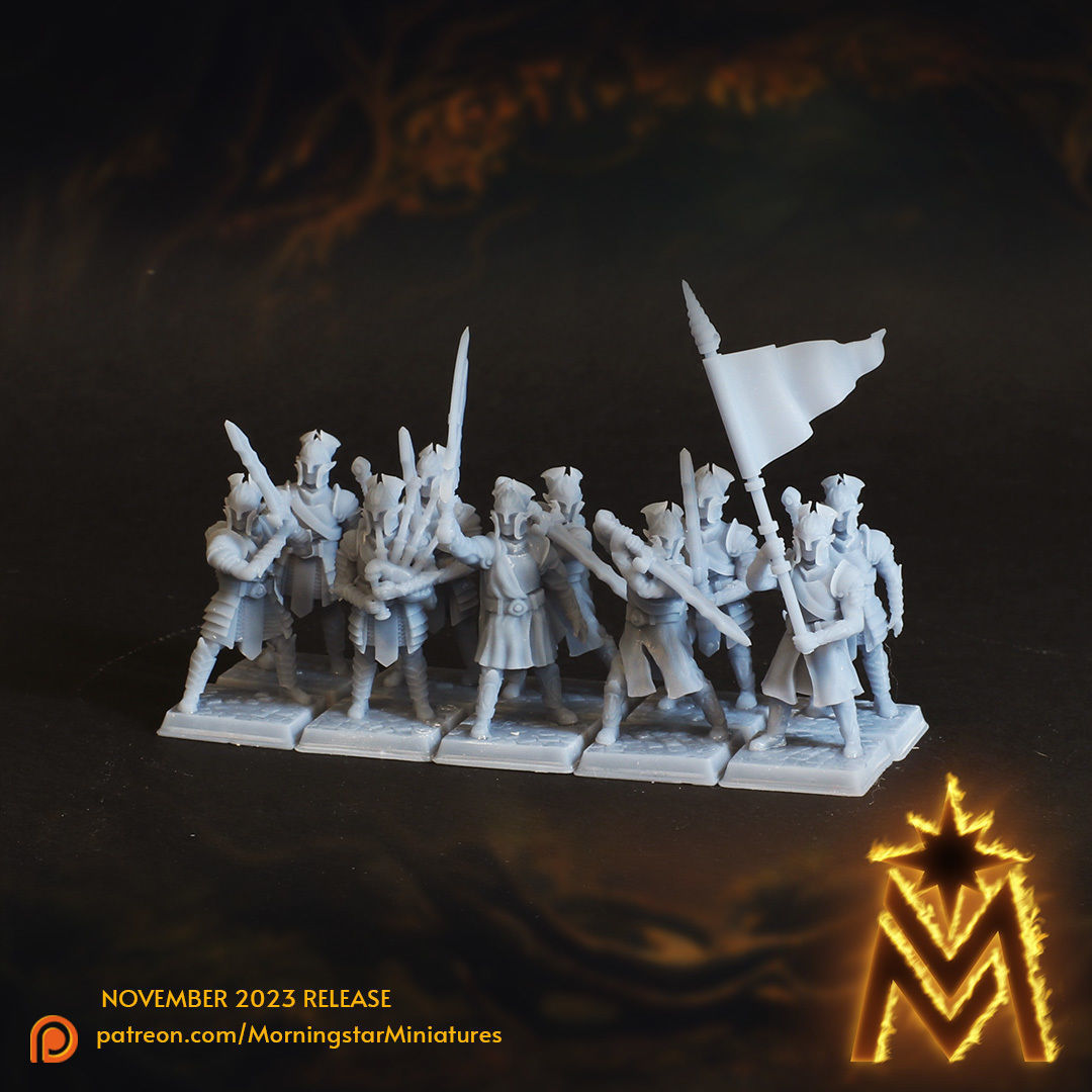 High Elf Swordsmen Unit - 32mm Scale Presupported Miniatures 3D print model_2