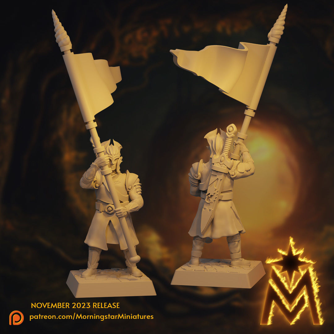 High Elf Swordsmen Unit - 32mm Scale Presupported Miniatures 3D print model_7