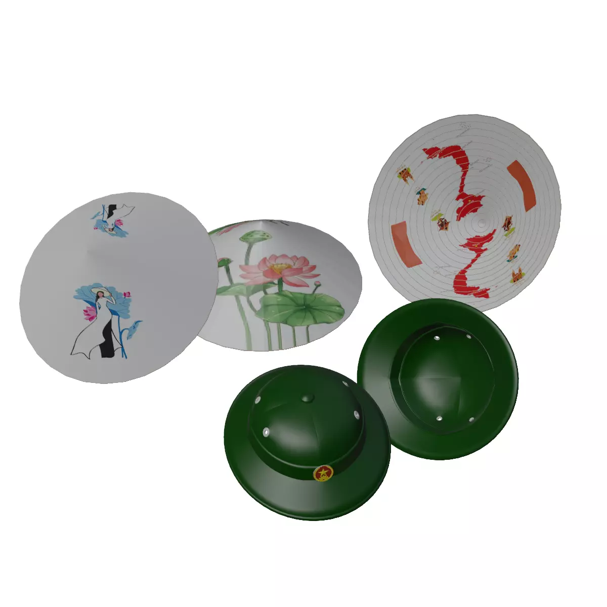 Vietnam hats - Vietnam army - non la - mu coi Low-poly 3D model_0