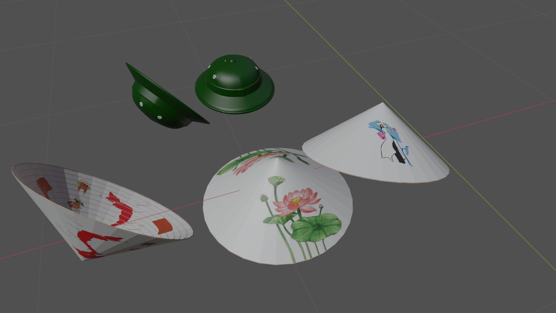 Vietnam hats - Vietnam army - non la - mu coi Low-poly 3D model_1