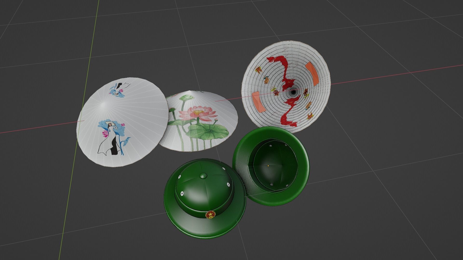 Vietnam hats - Vietnam army - non la - mu coi Low-poly 3D model_2