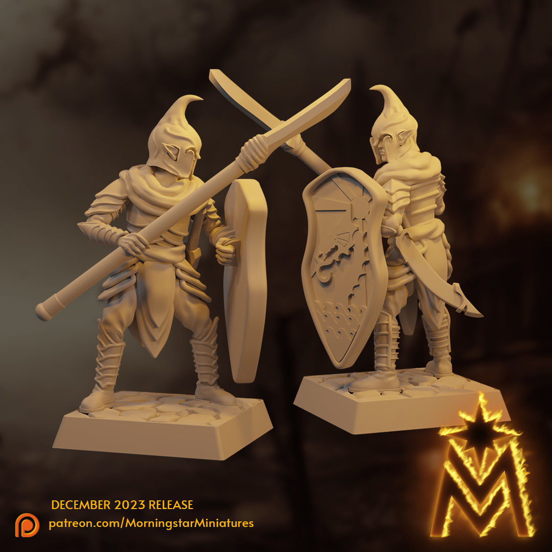 High Elf Spearmen Unit - 32mm Presupported Miniatures 3D print model_9