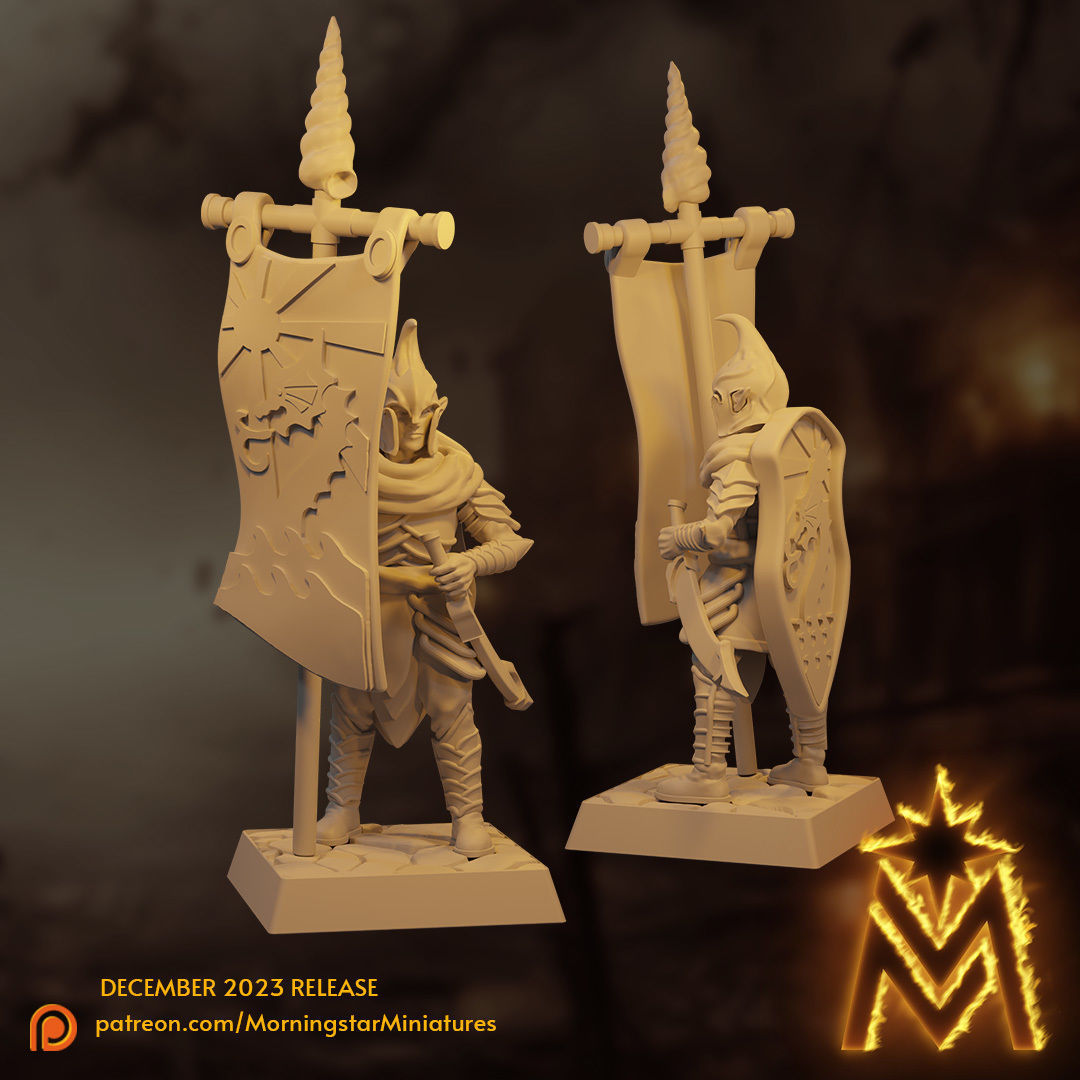 High Elf Spearmen Unit - 32mm Presupported Miniatures 3D print model_5