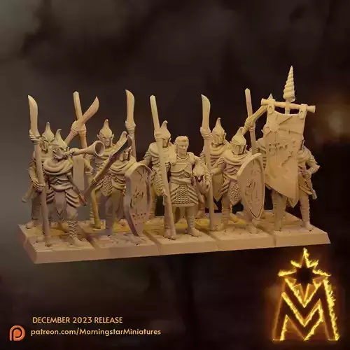 High Elf Spearmen Unit - 32mm Presupported Miniatures 3D print model
