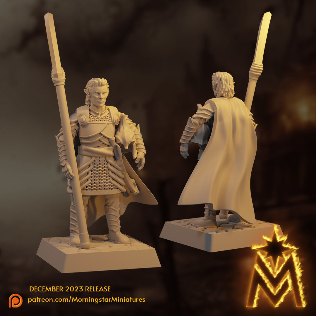 High Elf Spearmen Unit - 32mm Presupported Miniatures 3D print model_3