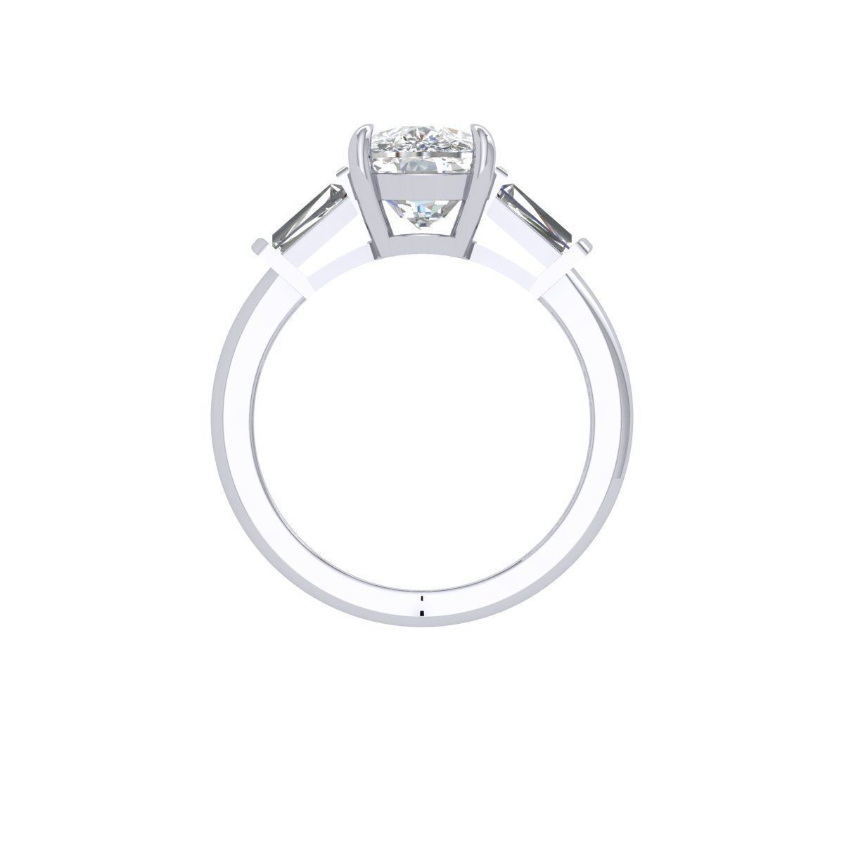 3 -stone cushion ring 3D print model_4