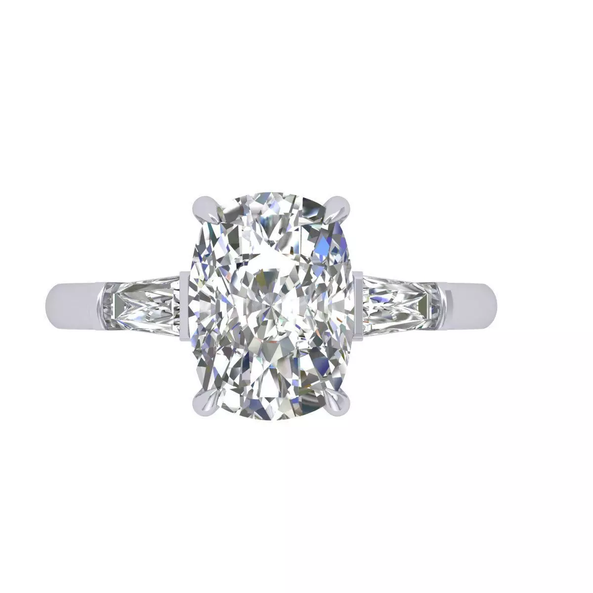 3 -stone cushion ring 3D print model_0