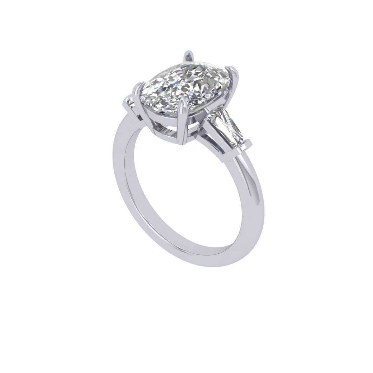 3 -stone cushion ring 3D print model_1