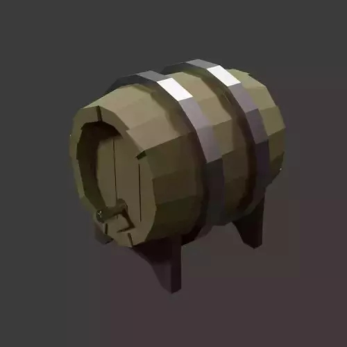 Low Poly Wooden Barrel