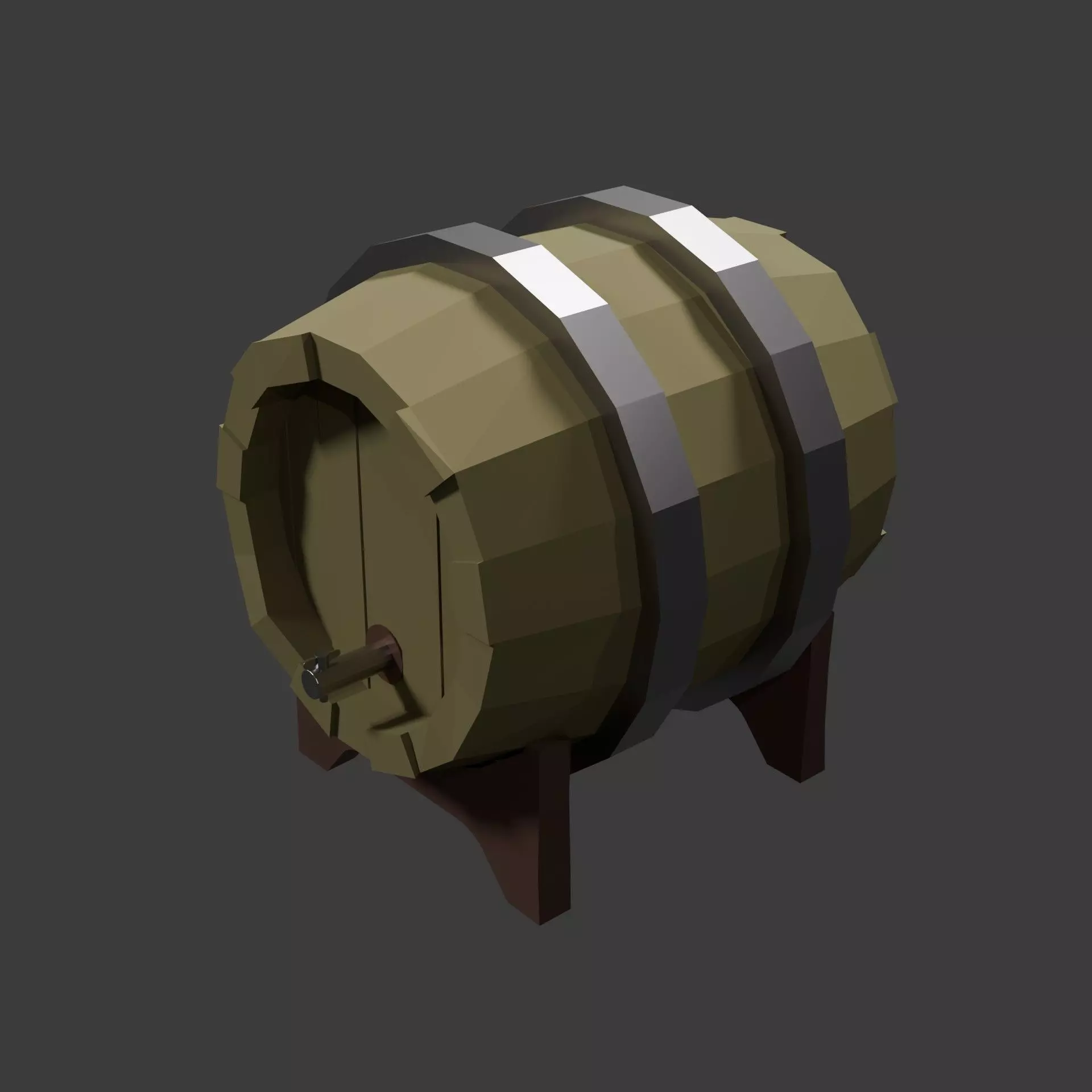Low Poly Wooden Barrel Free low-poly 3D model