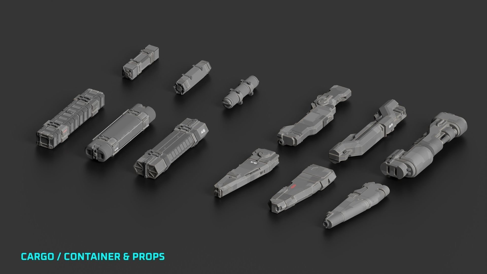 Spaceship Kitbash Pack Low-poly 3D model_7