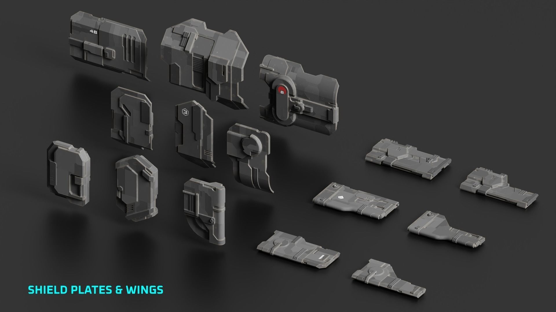 Spaceship Kitbash Pack Low-poly 3D model_9