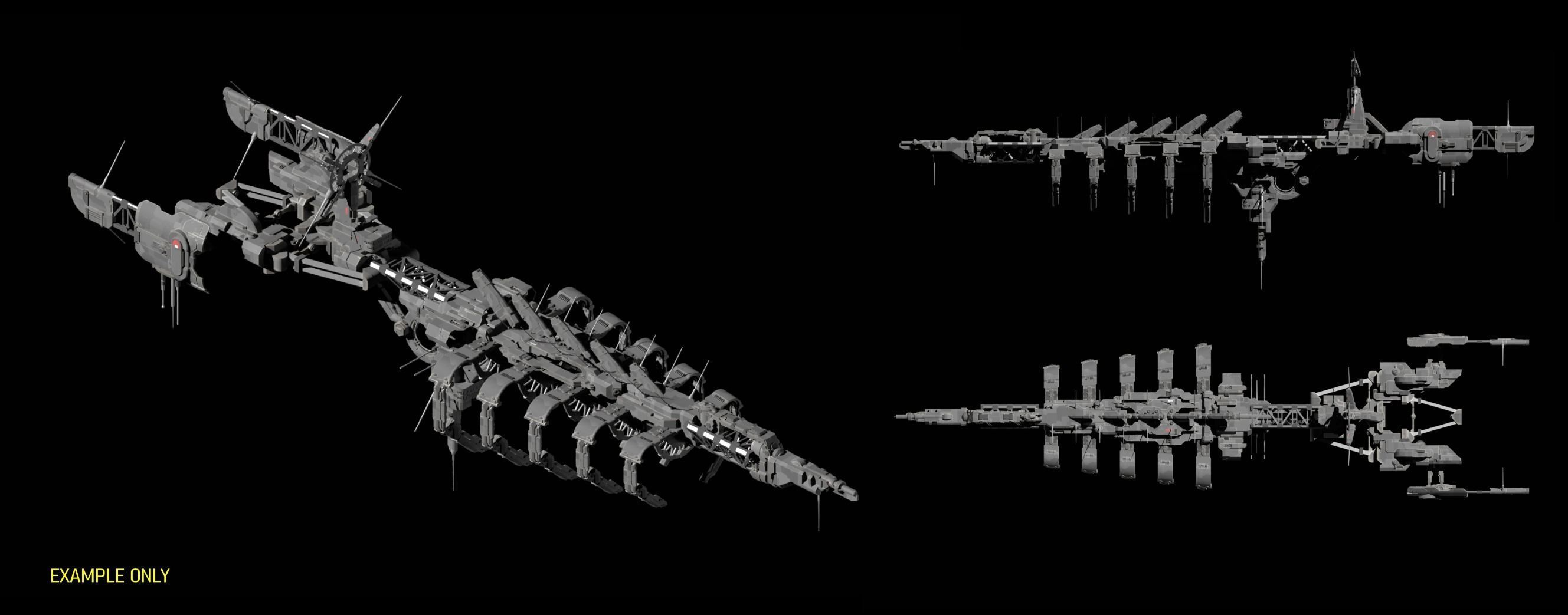 Spaceship Kitbash Pack Low-poly 3D model_3