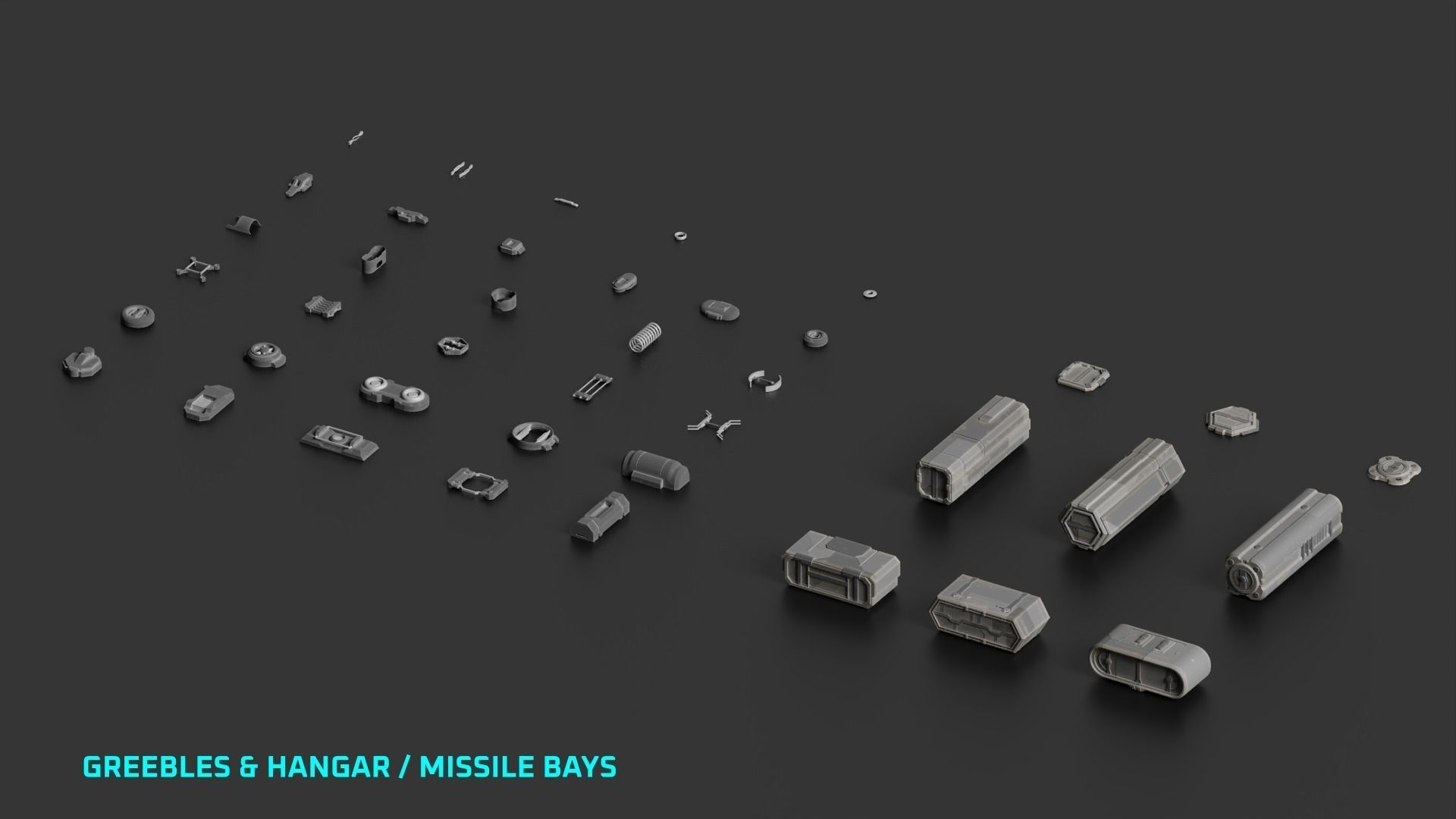 Spaceship Kitbash Pack Low-poly 3D model_13