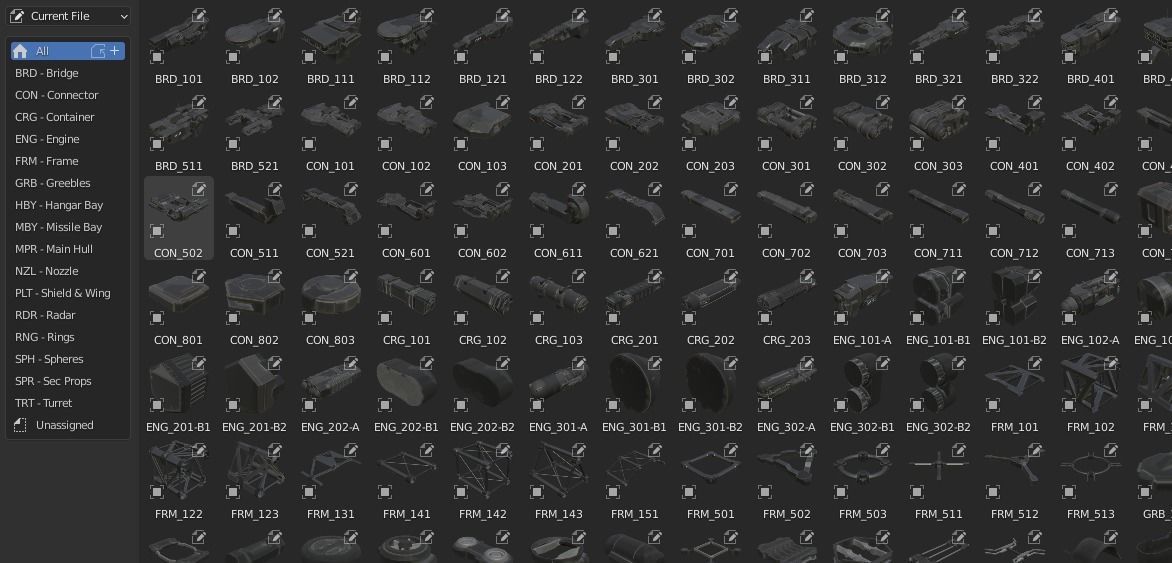 Spaceship Kitbash Pack Low-poly 3D model_15