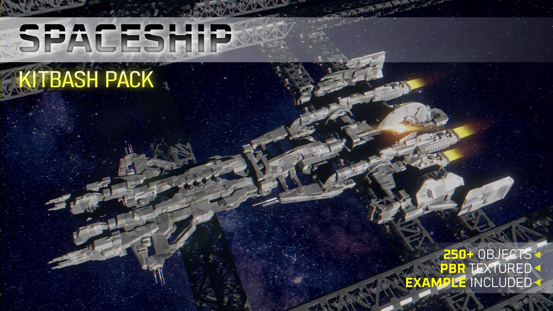 Spaceship Kitbash Pack Low-poly 3D model_0