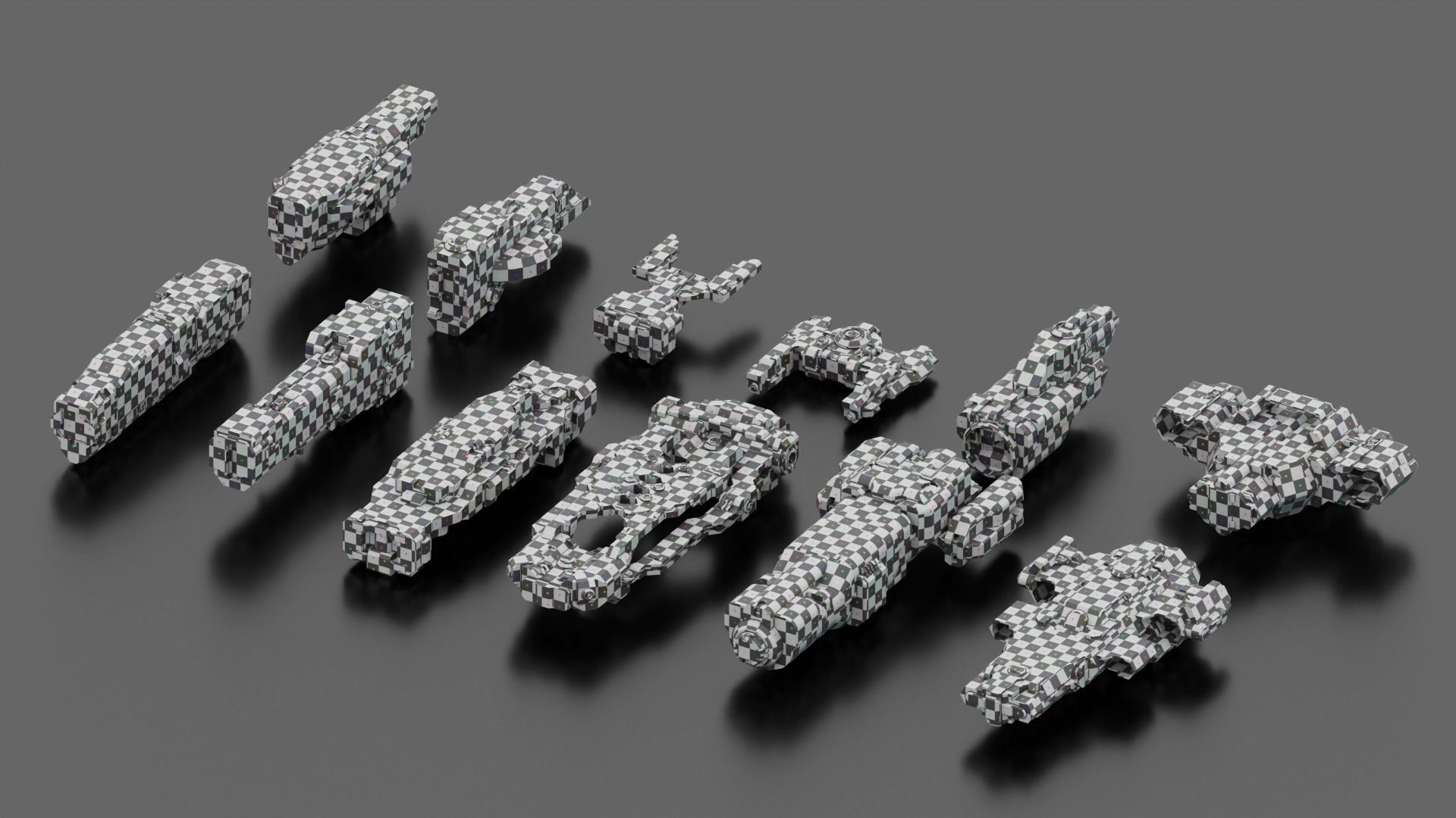 Spaceship Kitbash Pack Low-poly 3D model_17